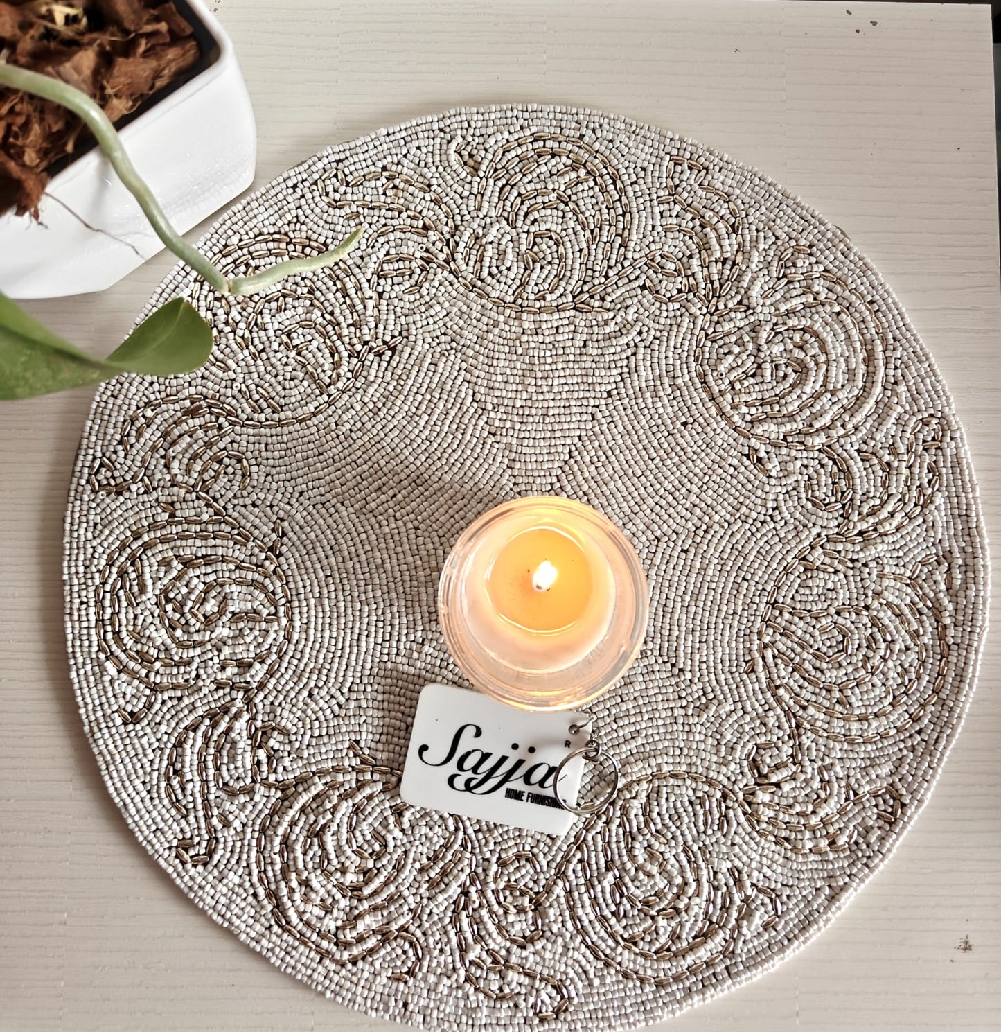 Vintage Beads Glass Table Mat Placemat -In the quest of Ikigai, these contemporary pieces resonate silently yet seamlessly