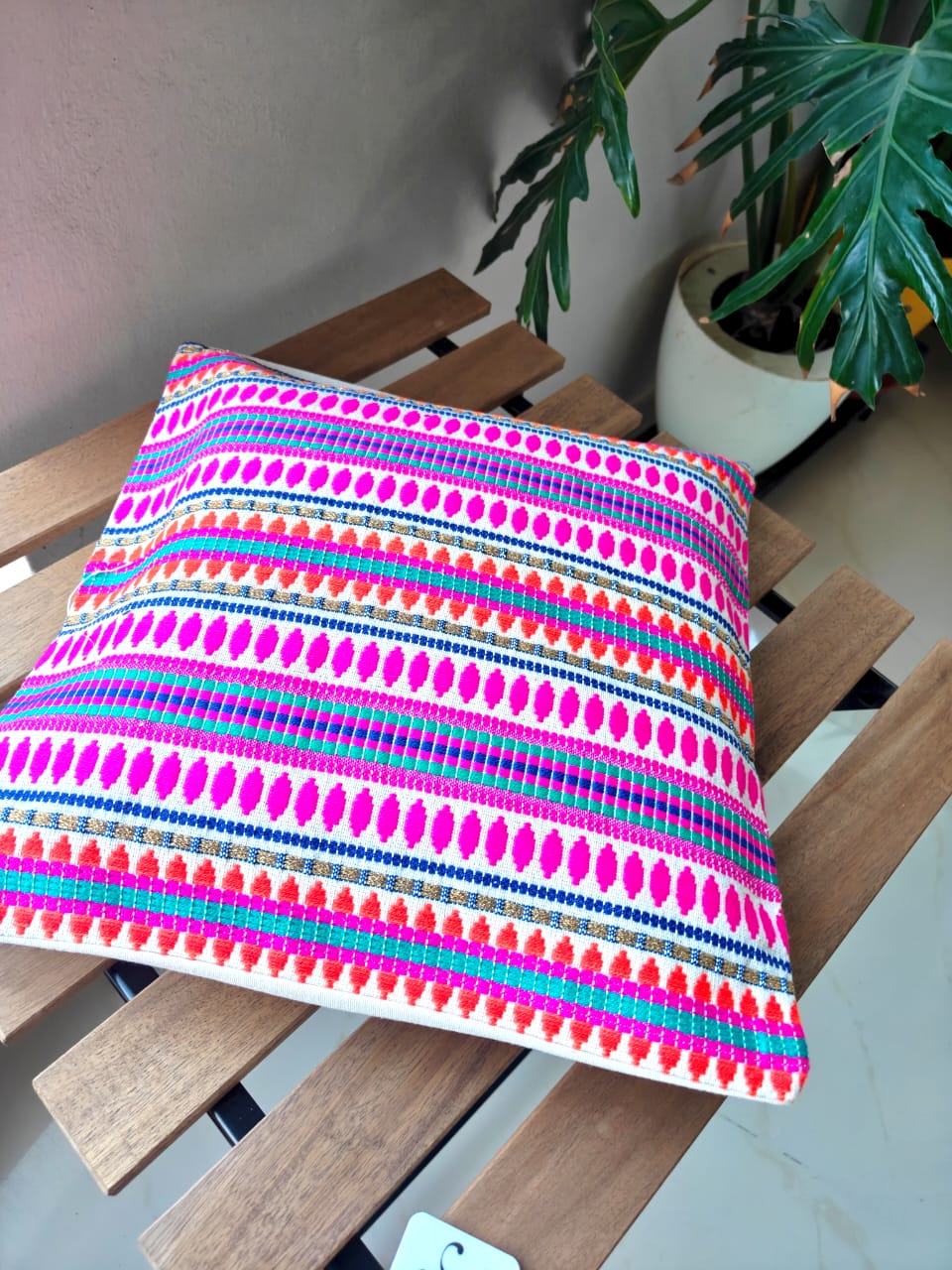 Premium Hand woven Jacquard Cotton Cushion Cover 40 cm x40 cm | 16 x 16 inches Boho Pillow Cover Decorative Pillow Case