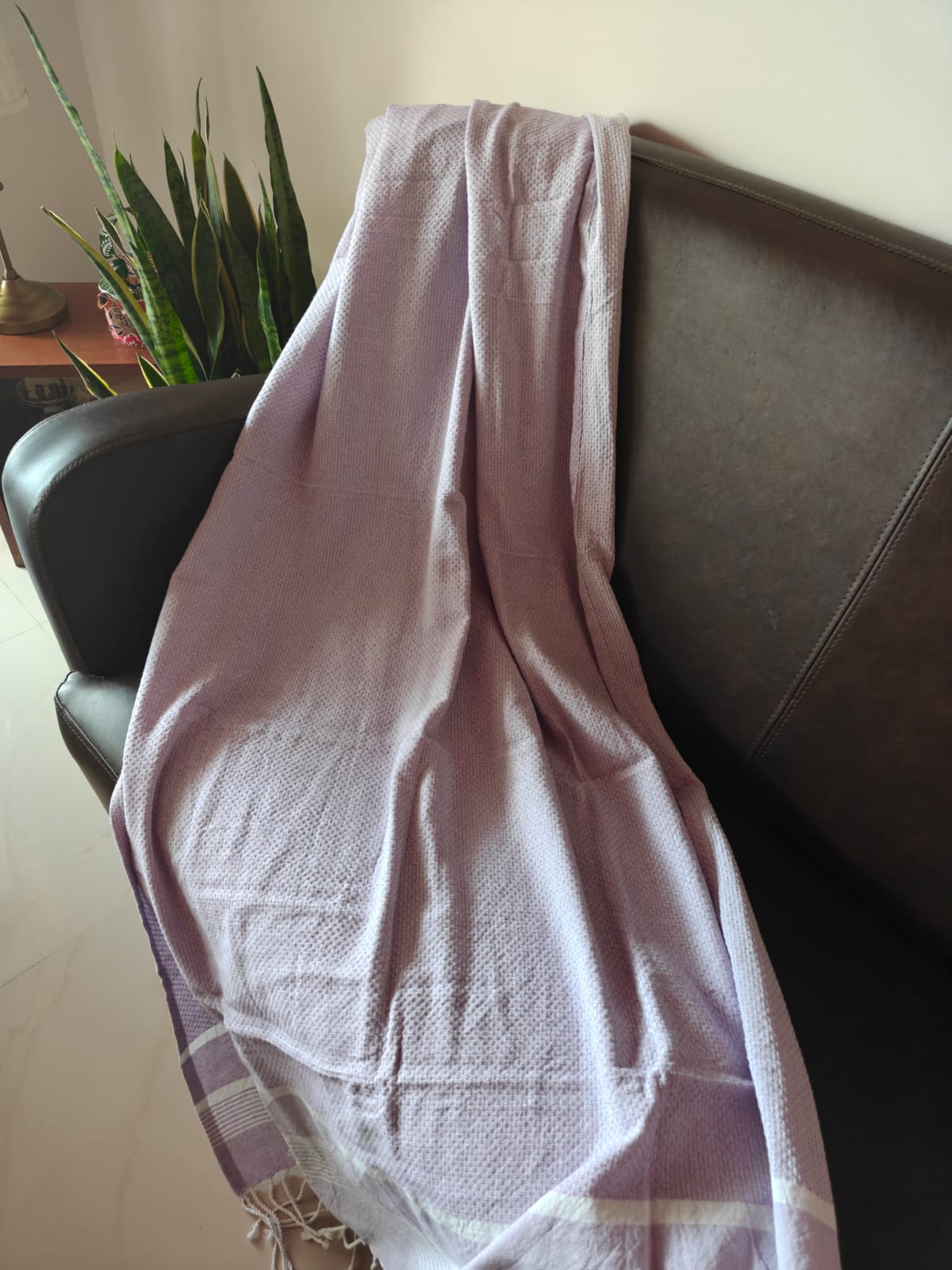 Super Absorbent Organic Cotton Wisteria Purple Bath Towel With Tassel XL for Men