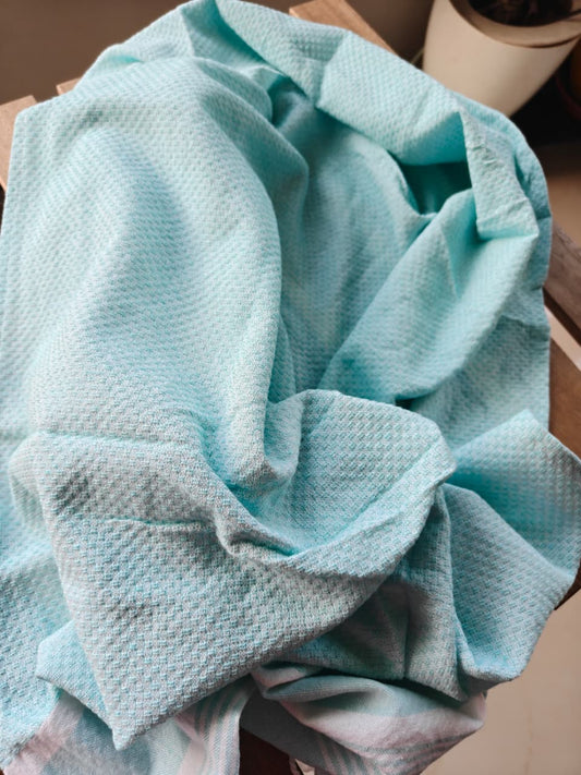 Absorbent Turkish Weaved Organic Cotton Bath Towel Turquoise Light Blue Large