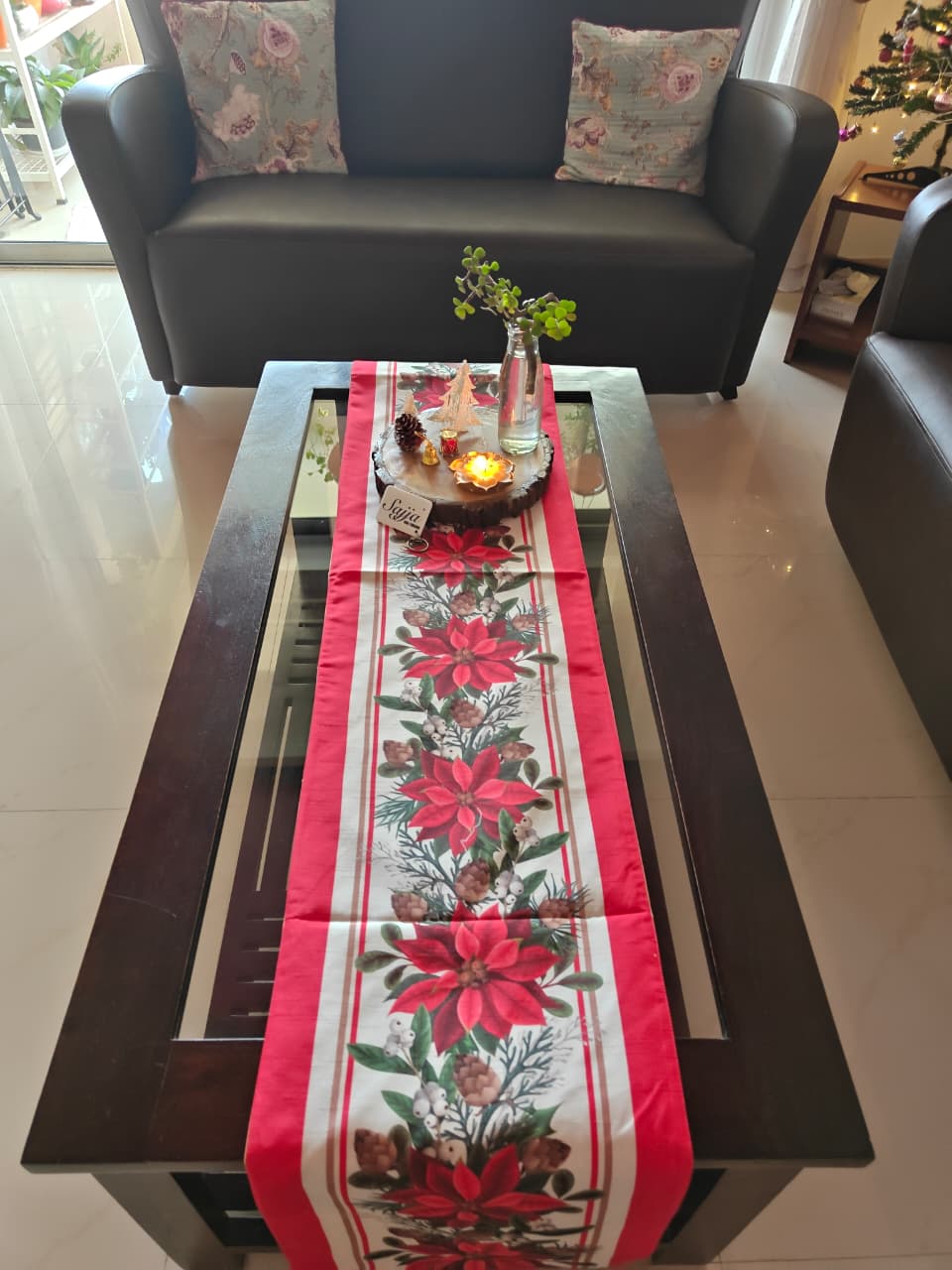 Designer Rich Red Multicolour Dupion Silk Table Runner 12 x72 inches | 6 seater Table | Console Unit Runner