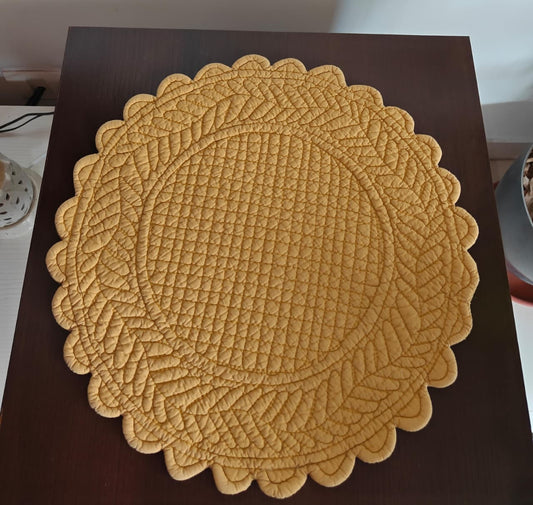 Mustard Chrome Floral Cotton Round Table Placemat Set of 2 Buy online