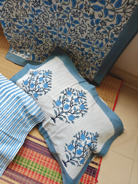 Buy Premium South Cotton Mughal Floral Hand block Double Bedsheet King 9 feet x 9 feet