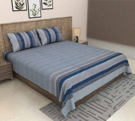 Blissful Slumber Super King Blue Cotton Pure Cotton Soft Double Bed Bedsheet 9f x 9f