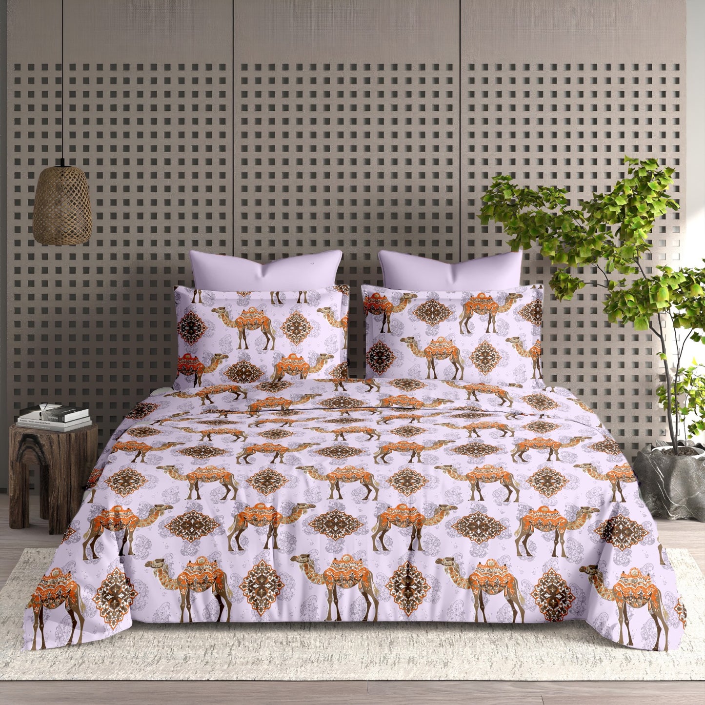Premium Opulence Blush Purple King Bedsheet Camel 108 inches x 108 inches