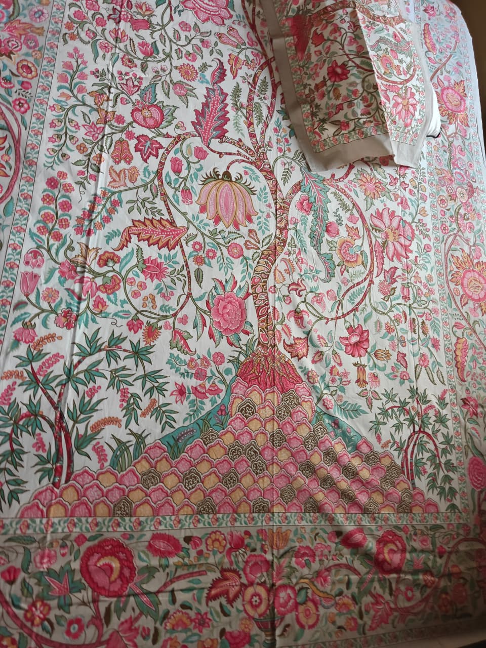 Sajja Tree Of Wishes Handblock Pure Cotton Single Bedsheet (60 x 90in)