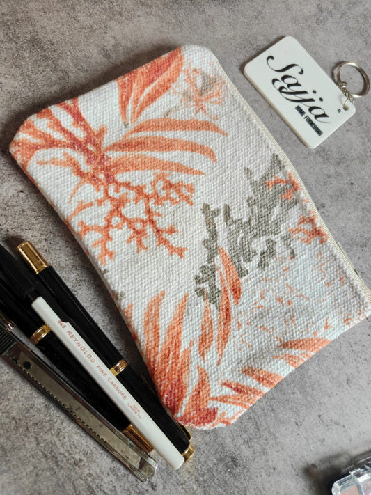 Sajja Orange Cotton Fabric Pouch Cosmetic Bag Pencil Pouch Wallet Boy Girl