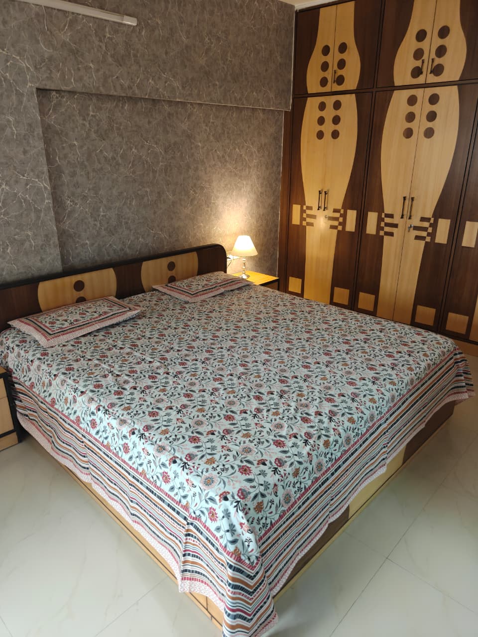 Buy Vintage Handblock Floral Pure Cotton Super King Double Bedsheet 108 inches x 108 inches