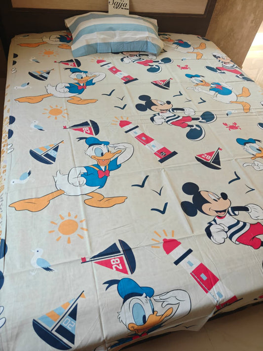 Sajja Buy Online Disney Mickey Mouse Kids Print Single Bedsheet (60 x 90in)