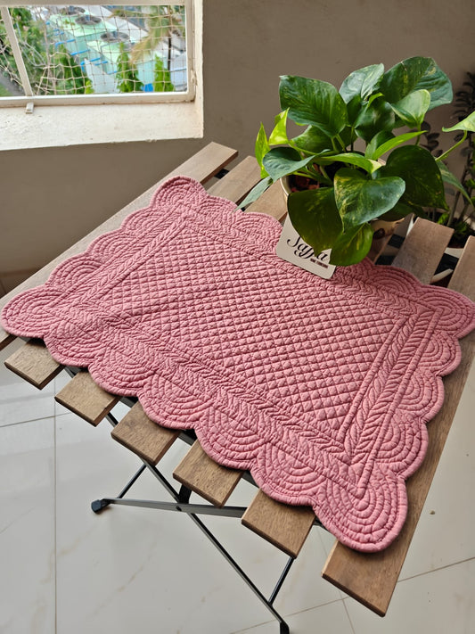 Sugar Coral Quilted Cotton Mat Focal Runner Fabric Table Placemat
