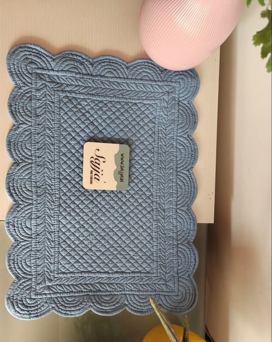 Airforce Blue Quilted Cotton Placemat Small Runner Table Mat