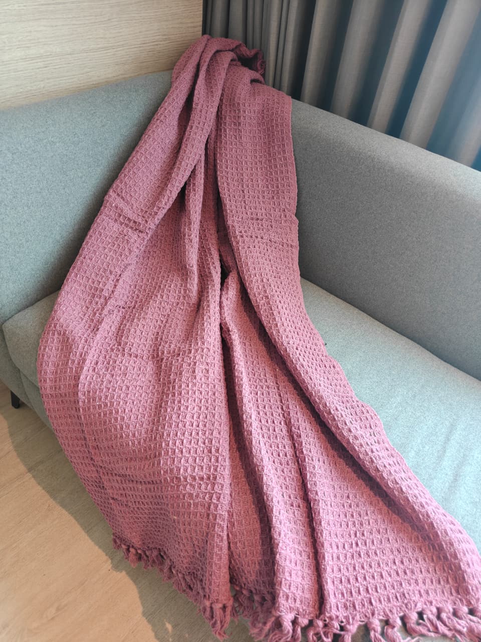 Colonial Rose Gold Waffle Weave Pure Cotton Throw (Onesize)