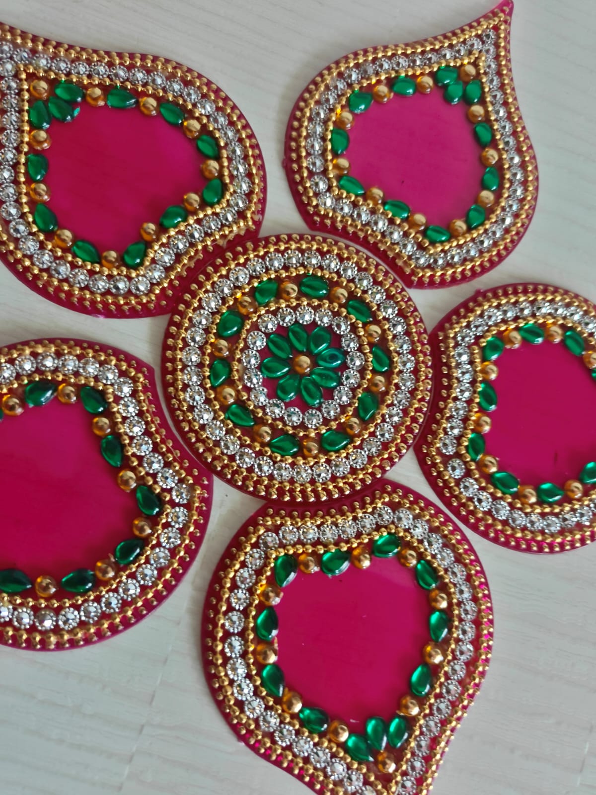 Designer Acrylic Rangoli Single Sided Modak Pink Big