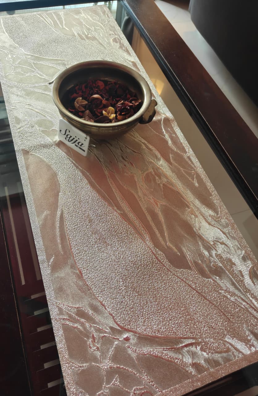 Stylish Laser Marble finish Rose Gold DINING TABLE RUNNER (Size 13 x 36 Inches)