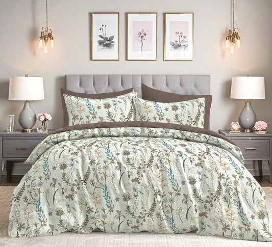 Luxury Collection Sage Green English Floral Print King Bedsheet 108 inches x 108 inches