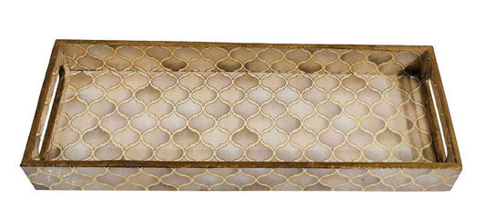 Cream Gold Decorative MDF Tray | Stylish Serving & Home Décor Tray