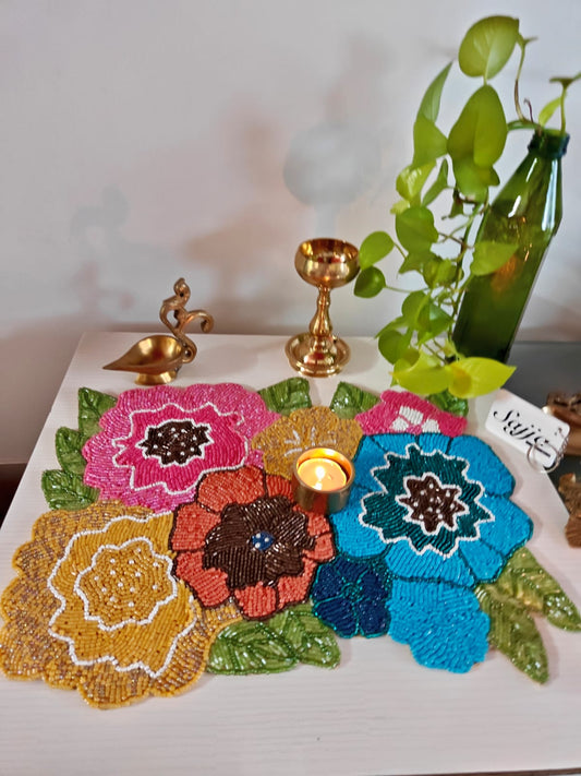 Trendy Burst Of Colours Beads Table Coffee Side Table Mat