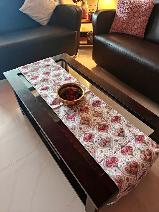 Designer Floral Silk Dining Table Runner 6 seater Side Table Runners Gift L-72 in, W-12in)
