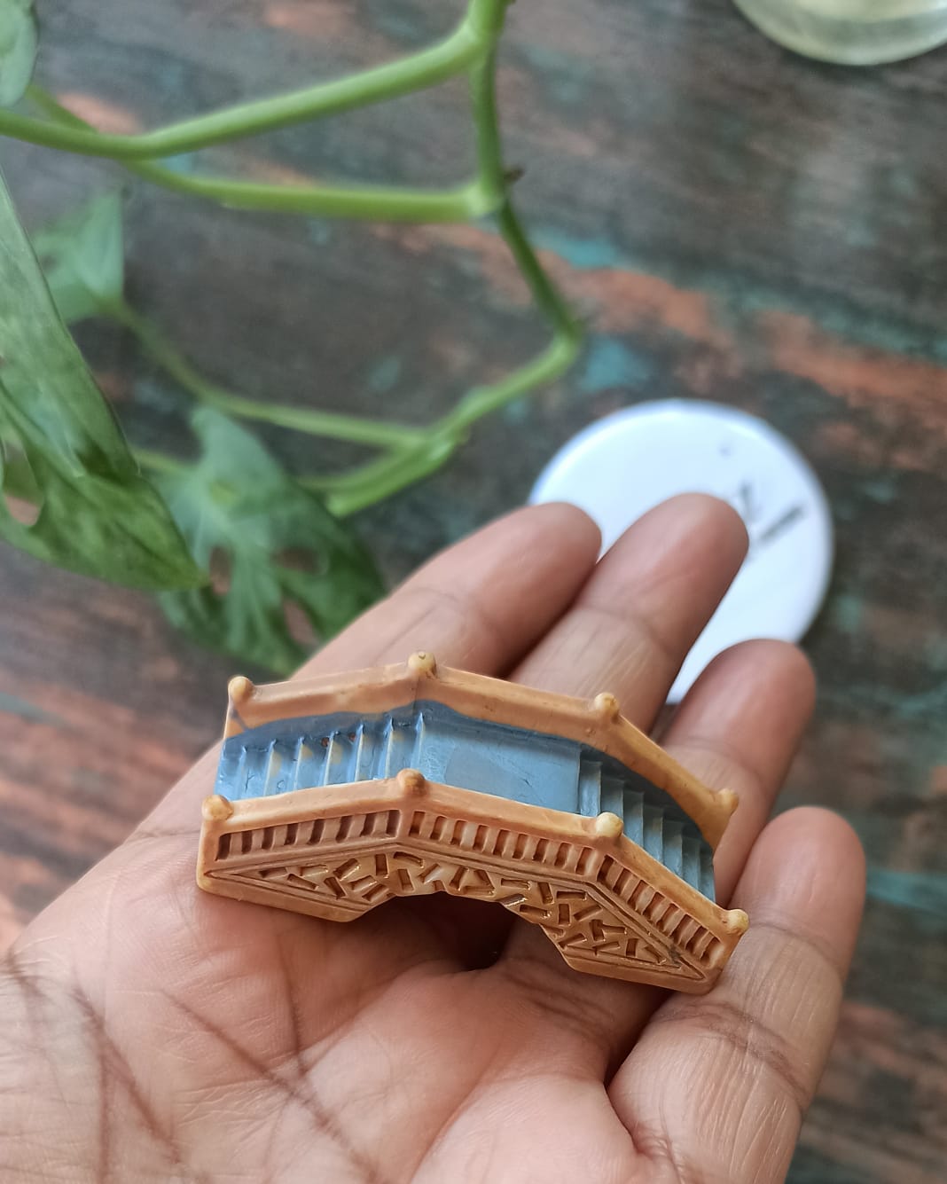 Blue Grey French carvied Bridge Set of 1 - Sajja Garden Nursery
