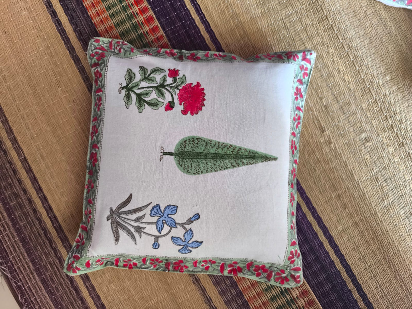 Green Kinar Multiblock block Printed Premium Cushion Cover