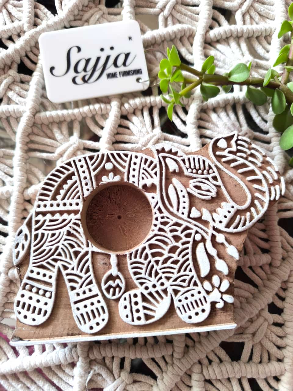 Rajwada Elephant Handcarved Pure Wood Diya Tealight Candle Holder | Handcrafted Diya | 1 piece | Indian Festival Diya