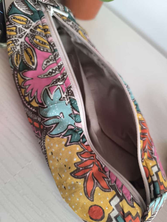 Designer Bright Cotton Fabric Pouch Cosmetic Bag Pencil Pouch Wallet Round Pencil Pouch