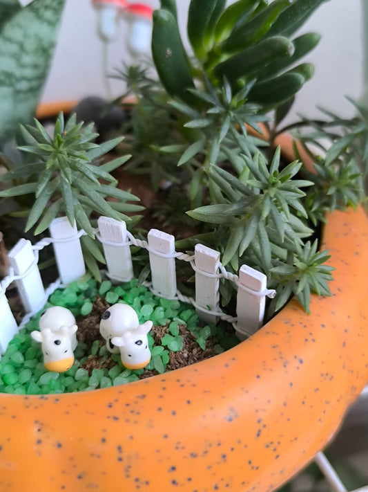 Miniature Polyresin White Fence Set of 1 - Sajja Garden Nursery