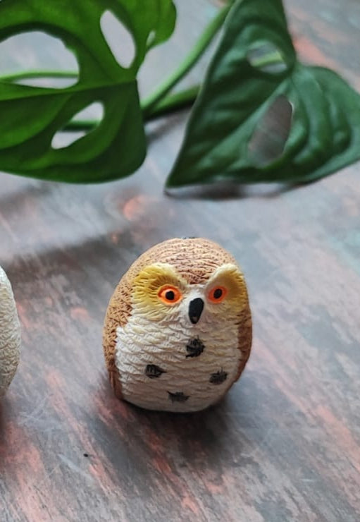 Miniature Garden Toy Big Light Brown Owl Set of 1 Sajja Garden Nursery