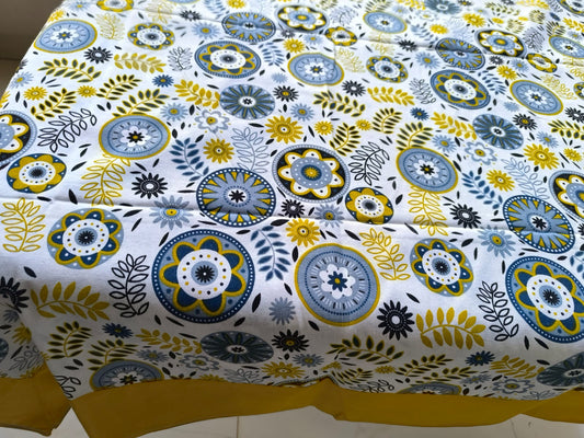 Buy Blue Yellow Floral Cotton Table Cloth -4 Seater Table Cover 54 IN x 78 IN