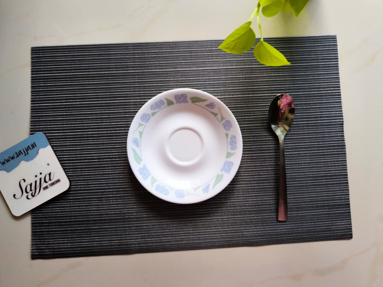 Poly Vinyl Weaved Set of 6 Silver Ash Table Placemat