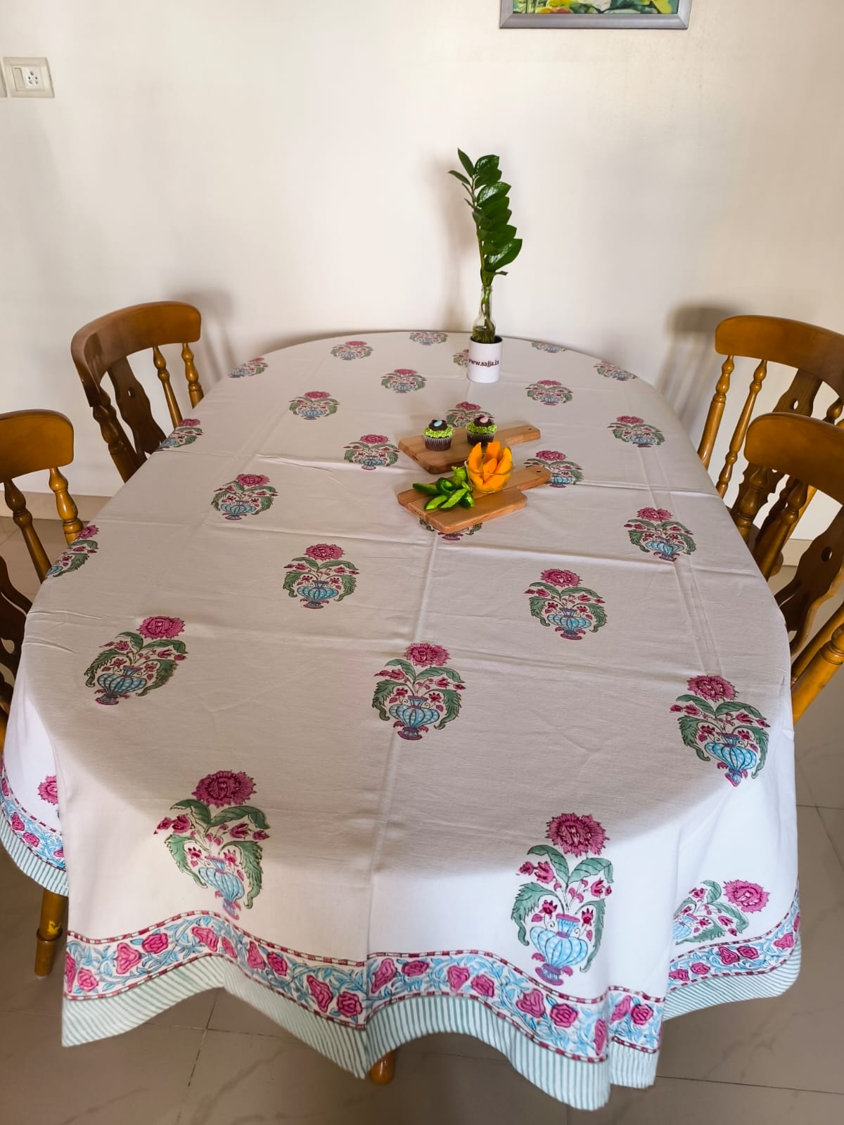 Designer Cotton Dining Table Cloth 6 to 8 Seater Table Cover 60" x 90"