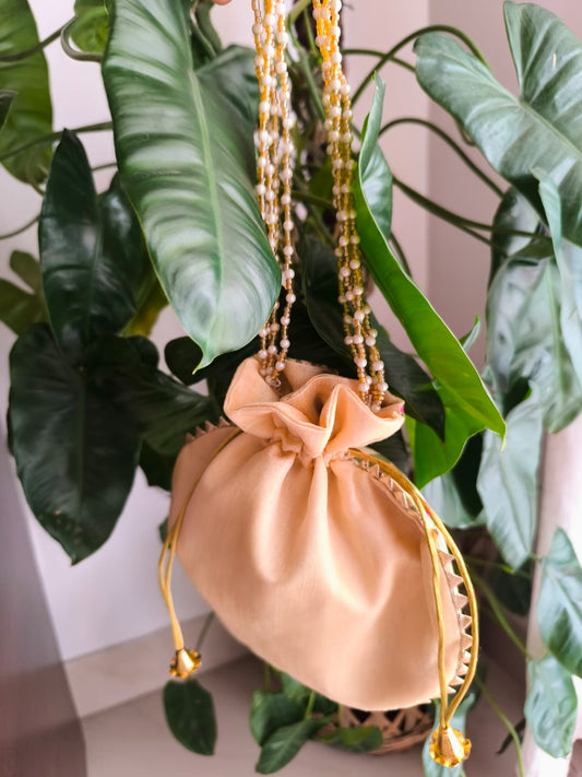 Designer Golden Brocade Potlis Gift Bags | Handcrafted Potli Bags | Buy Party favors party favors