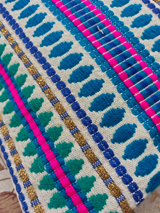 Hand Woven Multicoloured Small Cushion Cover 12 x 12 inches 1 piece