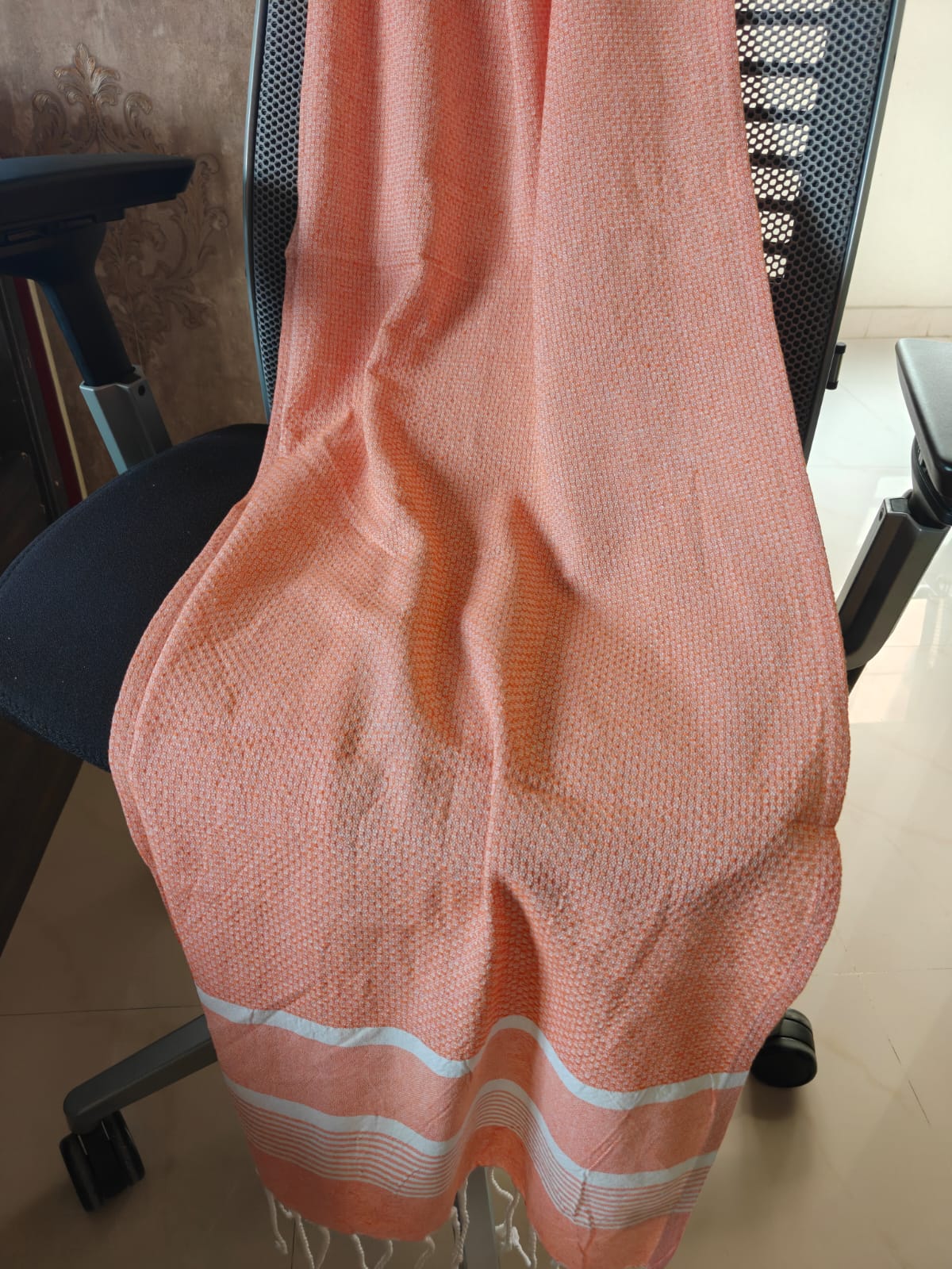 Super Absorbent Organic Cotton Bath Towel With Tassel Light Orange Large