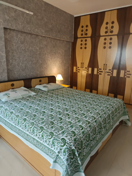 Premium Quality Hand Block Paisley King Cotton Bedsheets Online 108 inches x 108 inches