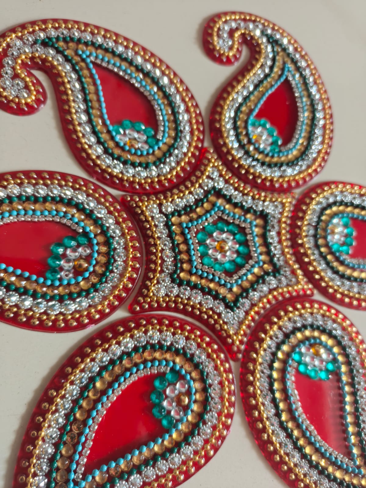 Buy Readymade Festive Acrylic Red Rangoli Set
