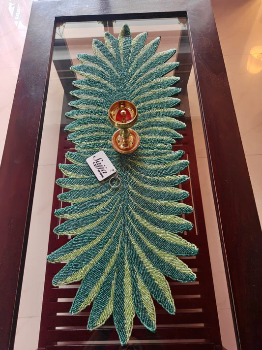 Buy Handmade Garden Green Beads Table Runner For Home Décor