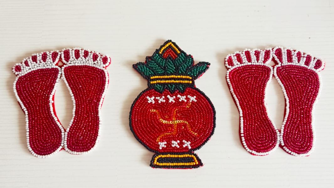 Decorative Lakshmi Pag and Kalash beads Decal coaster