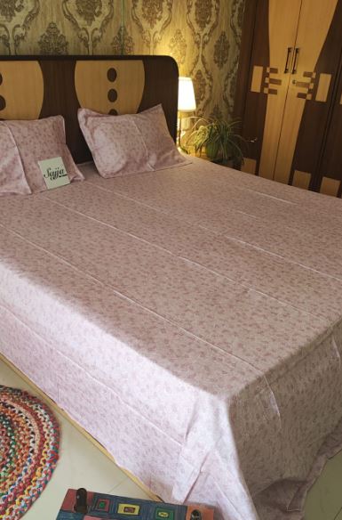 Premium Twill Cotton King Bedsheet Pink Floral 108 x 108 inches