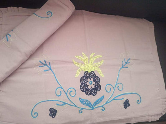 Embroidered Blush pink Cotton Pillowcases