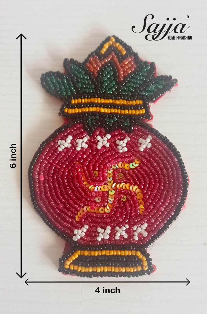 Decorative Lakshmi Pag and Kalash beads Decal coaster