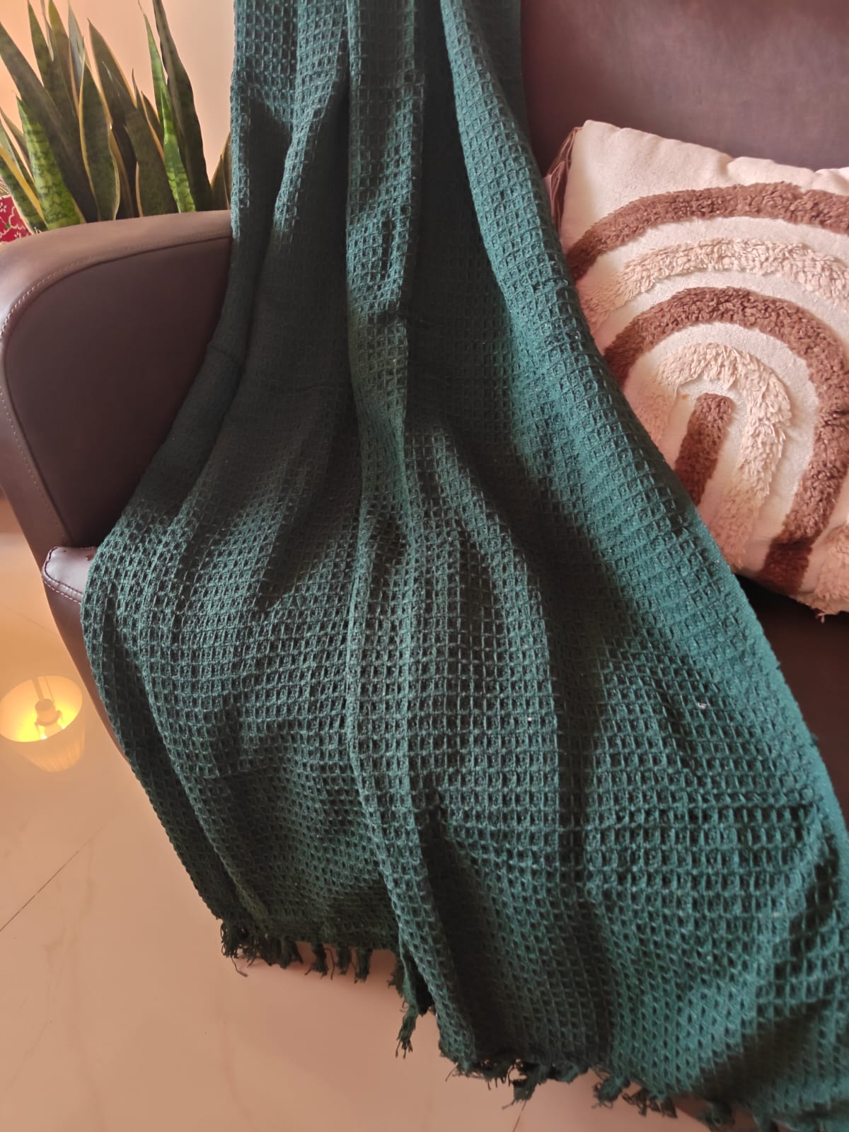 Designer Pure Cotton Waffle Weave Throws with Tassels