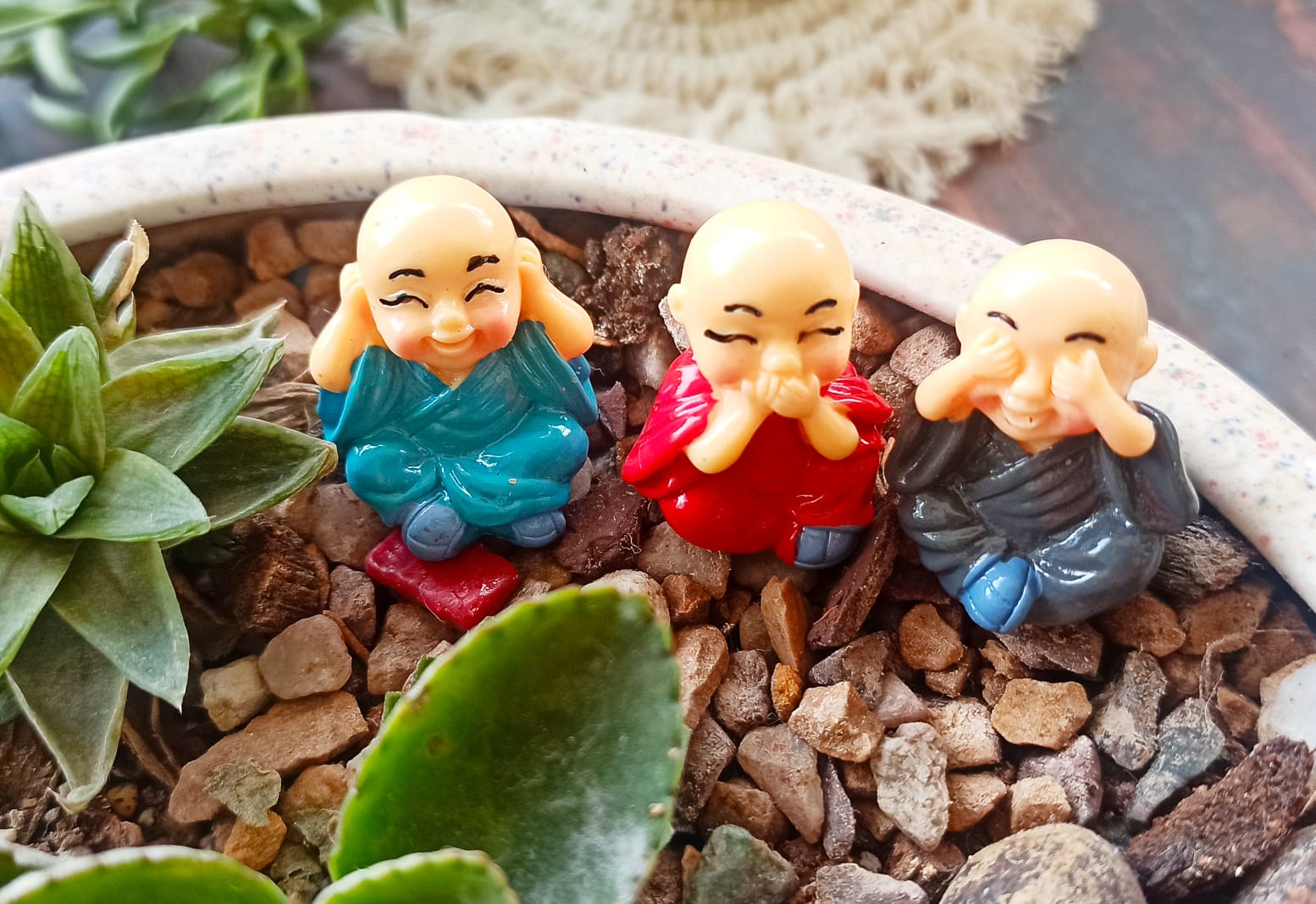 बुरा मत देखो, बुरा मत सुनो और बुरा मत बोलो!!! Buddha  - set of 3- Sajja Garden Nursery 