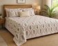 Vintage Cotton Mughal Floral Hand block Double Bedsheet King 9 feet x 9 feet
