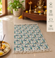Designer Teal Turquoise Mat, Two Cosy Settings Table Mat Aasan Pure cotton with Tassels