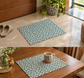 Buy Sajja Green Teal Geometric Mat, Two Cosy Settings Duck Cotton Floor Mat Rug | Use as Table Décor Mat | Reversible Geometrical Pattern