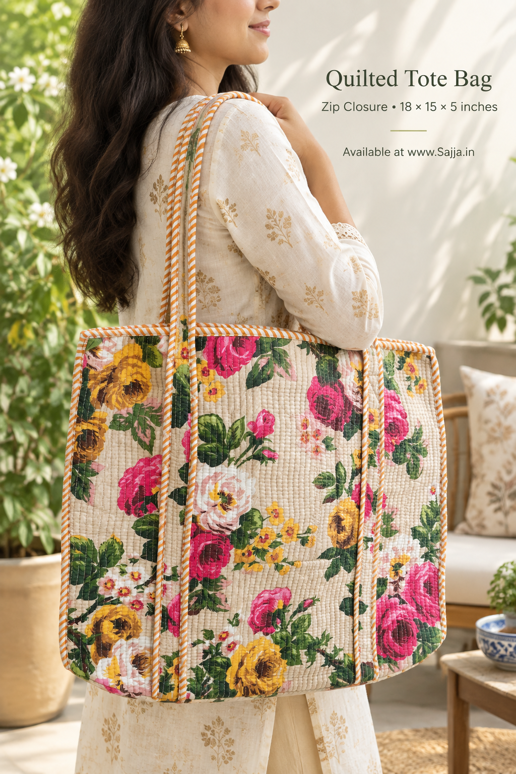 Block print tote bag - Boho quilted women's bags - Women's handbag