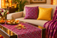Real Banarasi Brocade Raw Dupion Silk Purple Bandhej Table Runner | Luxury Table Décor by Sajja