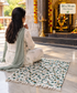Leafy Dreamscape Teal Turquoise Table Mat Aasan Pure cotton with Tassels