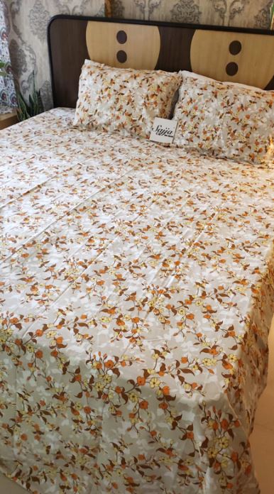 Deluxe Premium Cotton Double bed King Bedsheet 9f x 9f Multicolour Floral Teal Turquoise